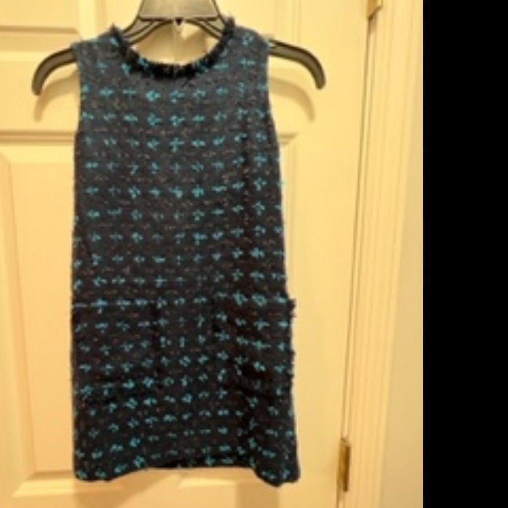 Sail to Sable size 10 blue sleeveless dress navy blue with teal accents
